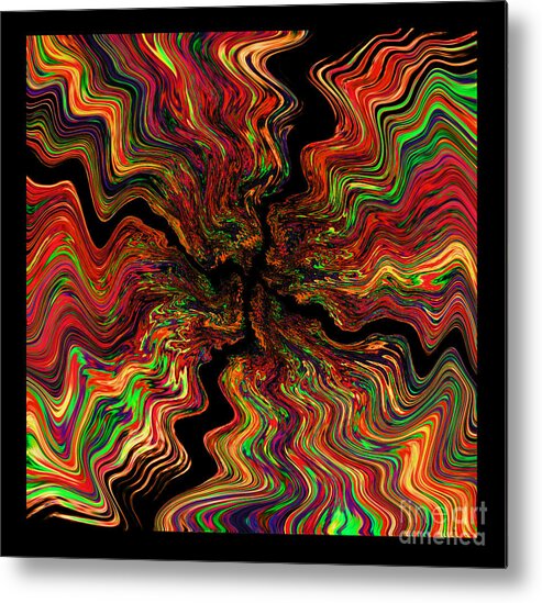 Color Metal Print featuring the photograph Red X Squiggles Abstract by Karen Adams