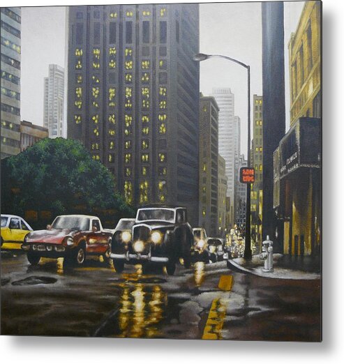 San Francisco Metal Print featuring the painting San Francisco Streets by Michael Frank