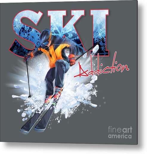 Ski Metal Print featuring the painting Ski Addiction by Robert Corsetti