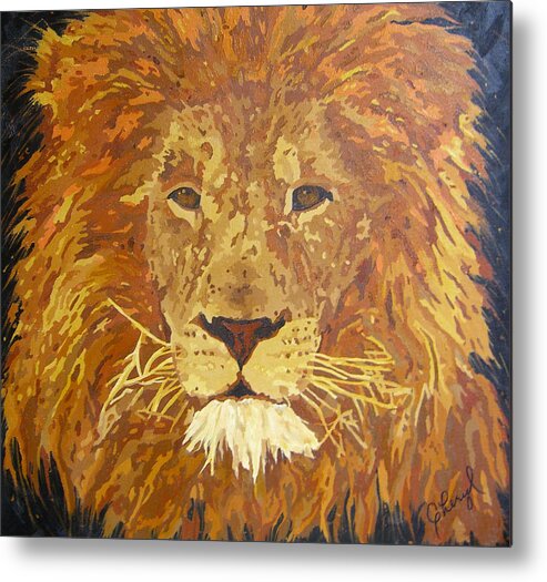 African Lion Metal Print featuring the painting Soon to Be King by Cheryl Bowman