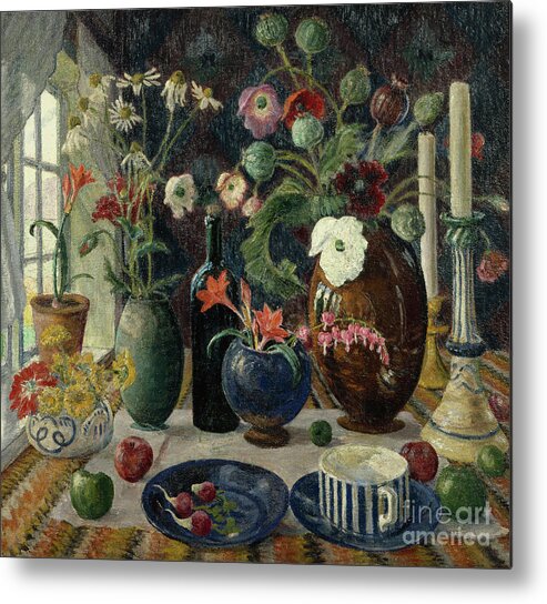 Nikolai Astrup Metal Print featuring the painting Still life by O Vaering