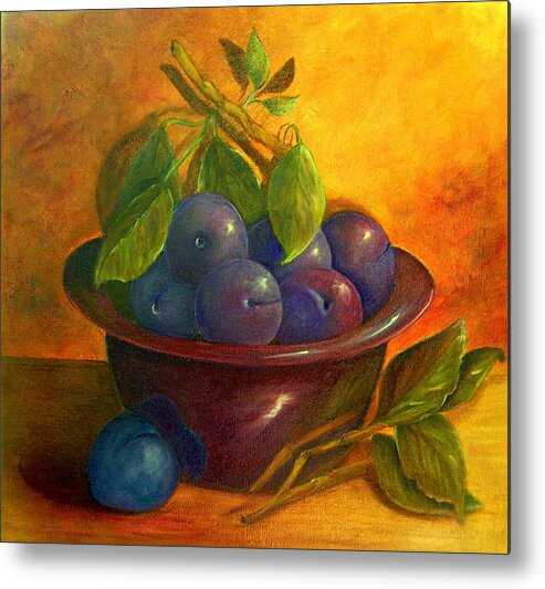 Still Life Metal Print featuring the painting Study in Purple by Susan Dehlinger