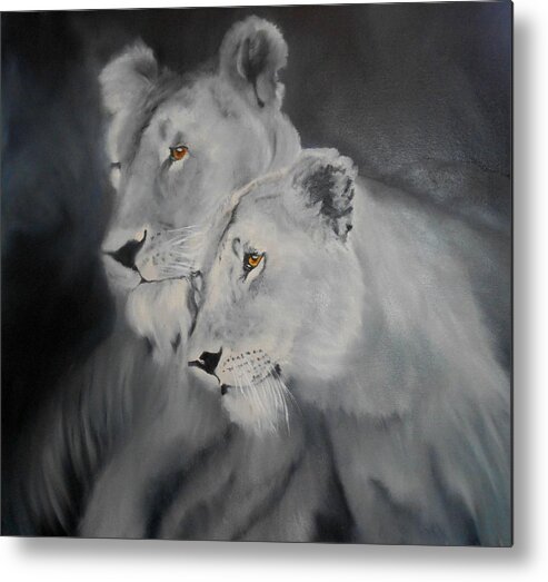Lions Metal Print featuring the painting The Sisters by Maris Sherwood