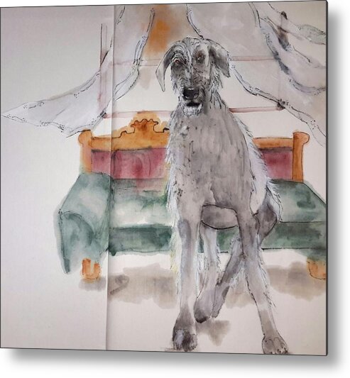 Dogs. Wolfhounds. Irish Wolfhound. Metal Print featuring the painting The wolfhounds are coming album by Debbi Saccomanno Chan