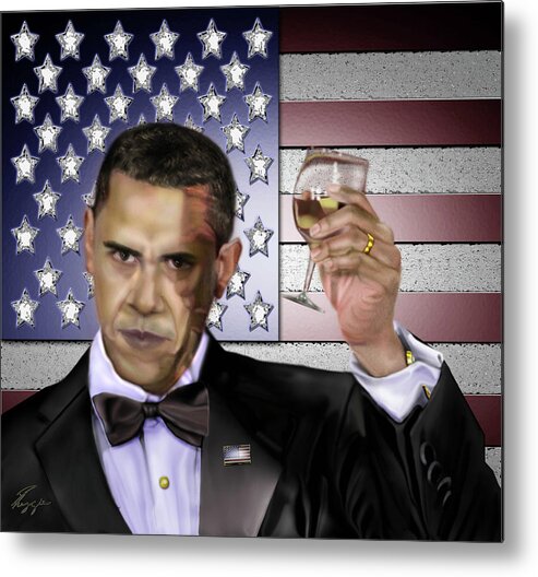 Barack Obama Metal Print featuring the painting Toast - Respect by Reggie Duffie