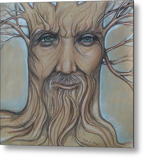 Tree Metal Print featuring the drawing Tree Man by Linda Nielsen