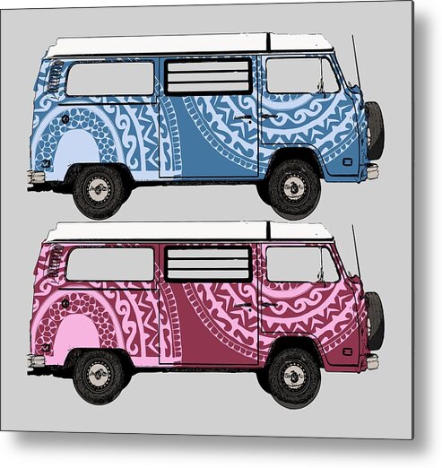 Two Metal Print featuring the digital art Two VW Vans by Piotr Dulski