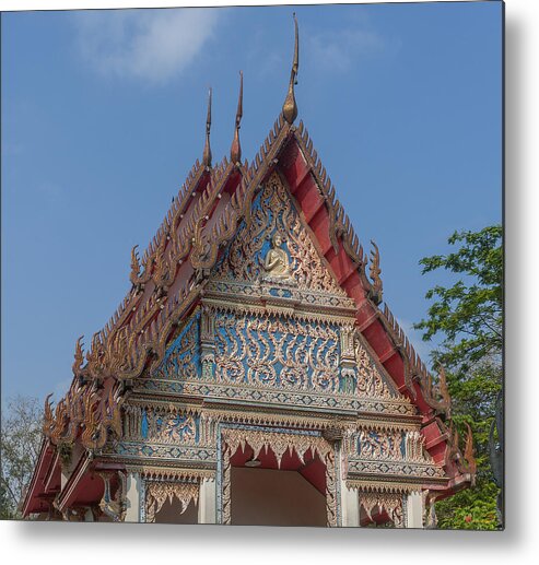 Temple Metal Print featuring the photograph Wat Kao Kaew Phra Ubosot Gable DTHCP0020 by Gerry Gantt
