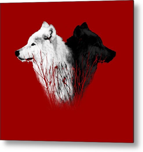 Yellowstone Metal Print featuring the photograph Yellowstone Wolves T-Shirt 2 by Max Waugh