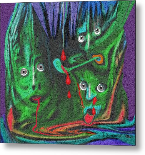 Gimp Metal Print featuring the painting 242 Insanity  by Irmgard Schoendorf Welch