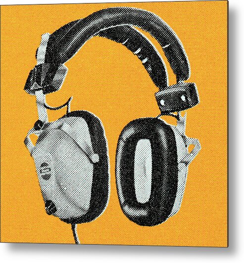 Audio Metal Print featuring the drawing Headphones #3 by CSA Images
