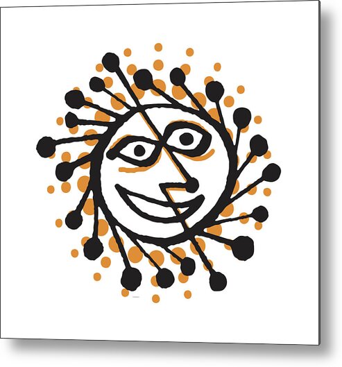 Bright Metal Print featuring the drawing Sun with Face #9 by CSA Images