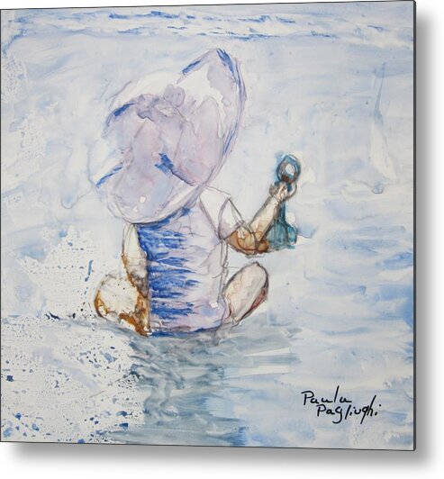 Painting Metal Print featuring the painting Brielle in the Water by Paula Pagliughi