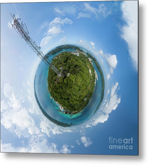 Tiny Planet Metal Print featuring the photograph Communications Mast In Micronesia by Richard Brooks/science Photo Library