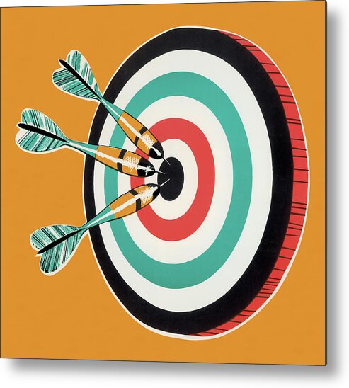 Aim Metal Print featuring the drawing Darts and Dartboard by CSA Images