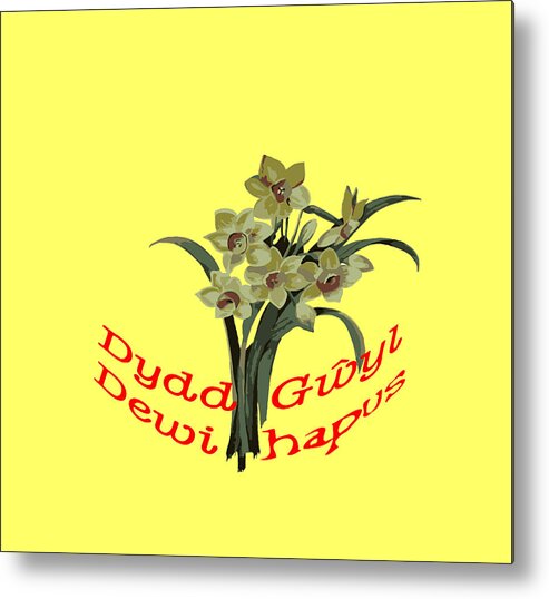 Daffodil Metal Print featuring the digital art Dydd Gwyl Dewi Hapus by Taiche Acrylic Art