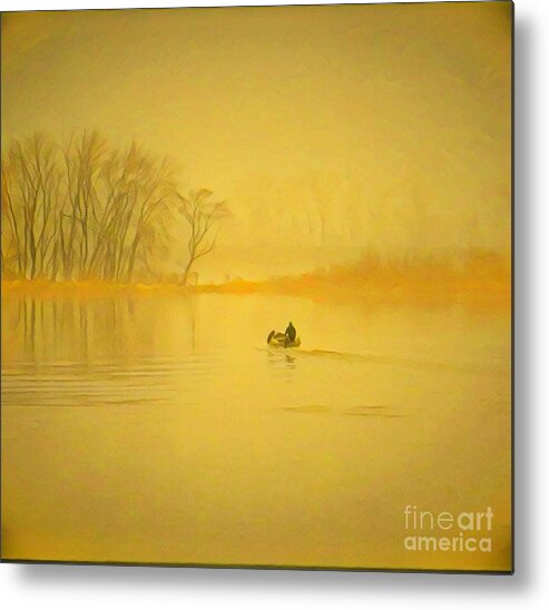 Mississippi River Metal Print featuring the painting Early Morning Fisherman by Marilyn Smith
