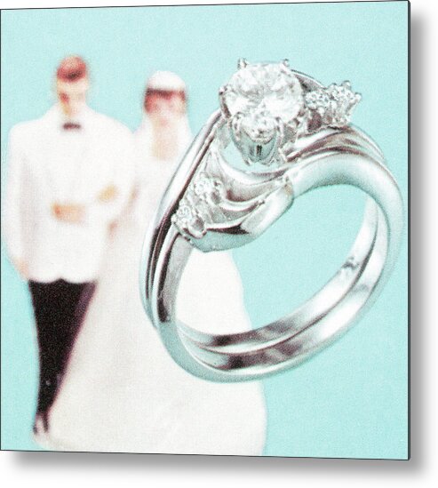 Accessories Metal Poster featuring the drawing Engagement ring, bride, and groom by CSA Images