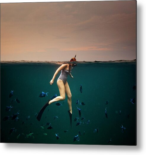 People Metal Print featuring the photograph Girl Snorkelling by Rjw