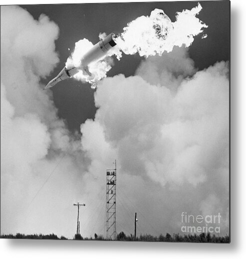 Taking Off Metal Print featuring the photograph Juno-11 Missile With Satellite Explodes by Bettmann
