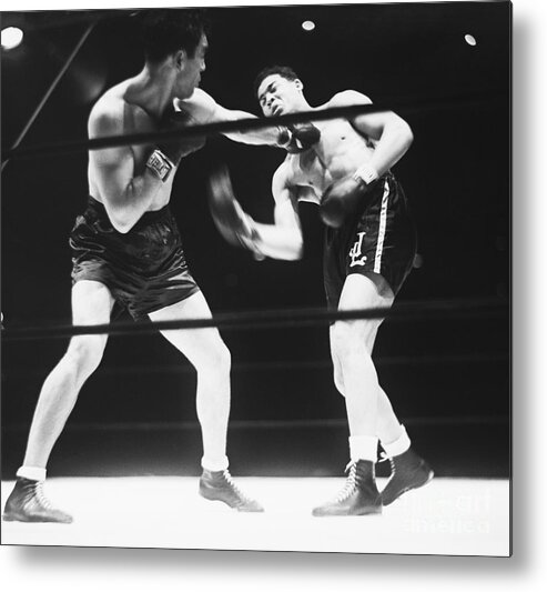 Max Schmeling Metal Print featuring the photograph Max Schmeling And Joe Louis In Boxing by Bettmann
