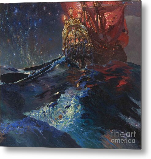 Oil Painting Metal Print featuring the drawing Nec Mergitur by Heritage Images