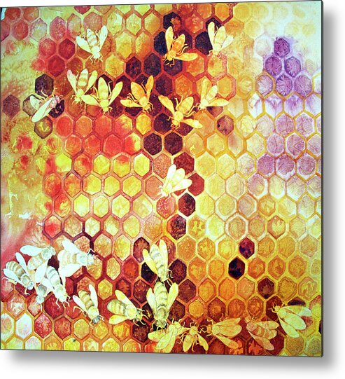  Metal Print featuring the painting As Go the Bees II by Helen Klebesadel