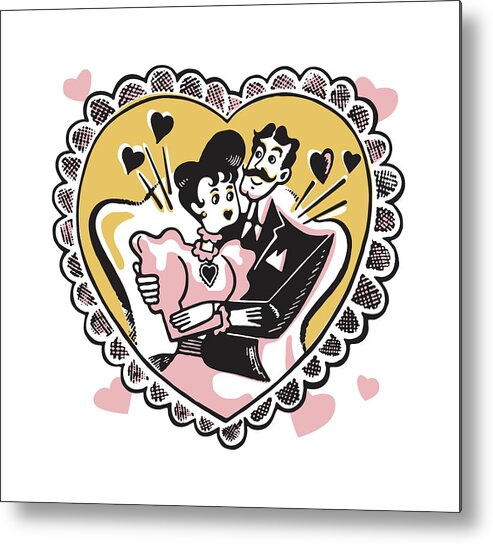 Affection Metal Print featuring the drawing Old-Timey Valentine by CSA Images