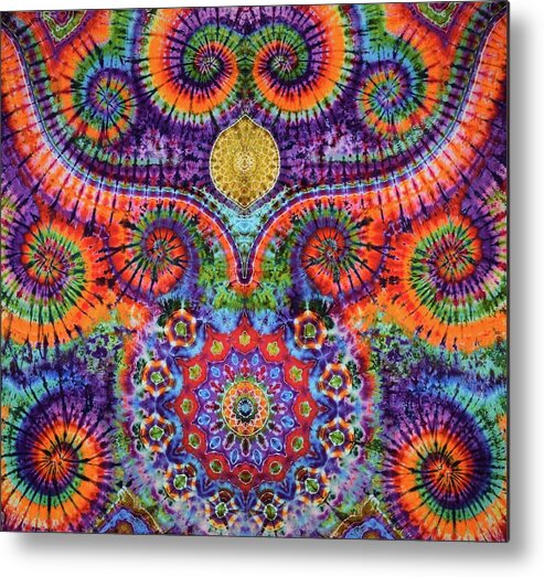 Rob Norwood Tie Die Psychedelic Art Sacred Geometry Fibonacci Metal Print featuring the digital art Orange Sunshine by Rob Norwood