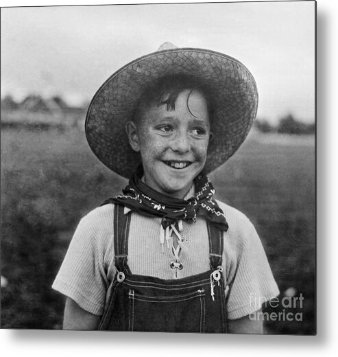 Child Metal Print featuring the photograph Portrait Of Boy 8-9 Smiling by Bettmann