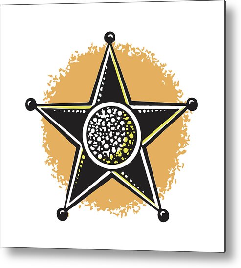 Badge Metal Print featuring the drawing Sheriff's Star Badge by CSA Images