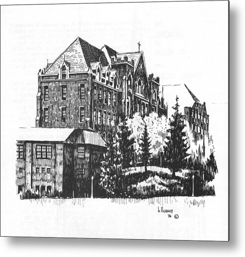 St. Charles Hall Metal Print featuring the drawing St Charles Hall Carroll College Helena Montana by Kevin Heaney