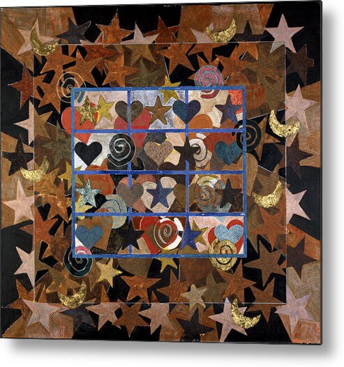 Backgrounds Metal Print featuring the mixed media Star Heart Series #2 By Whitehouse-holm by Marilee Whitehouse-holm