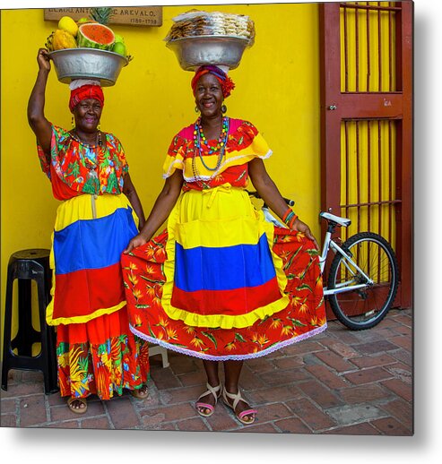 Palenqueras Metal Print featuring the photograph The Palenqueras of Cartagena by Pheasant Run Gallery