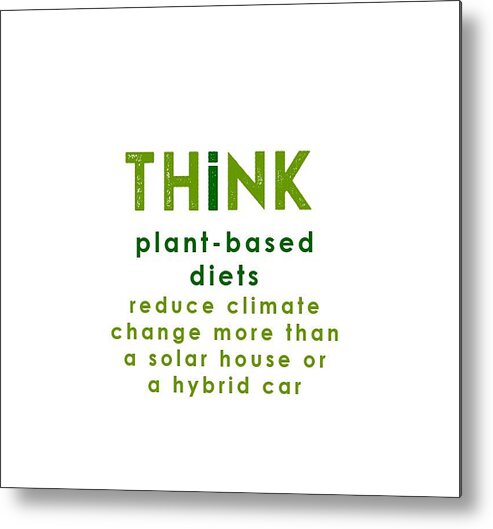  Metal Print featuring the drawing THINK plant-based diet - two greens by Charlie Szoradi