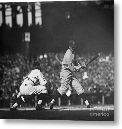 People Metal Print featuring the photograph Walter Johnson Shown At Batworld Series by Bettmann