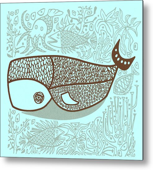 Animal Metal Print featuring the drawing Whale Surrounded by CSA Images