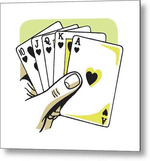 Ace Metal Print featuring the drawing Winning Poker Hand by CSA Images