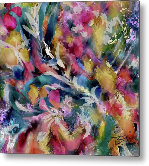 Colorful Abstract Metal Print featuring the digital art Abstract 6-22-19-Detail by Jean Batzell Fitzgerald