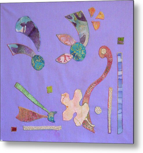Applique Metal Print featuring the tapestry - textile Applique 3 by Eileen Hale