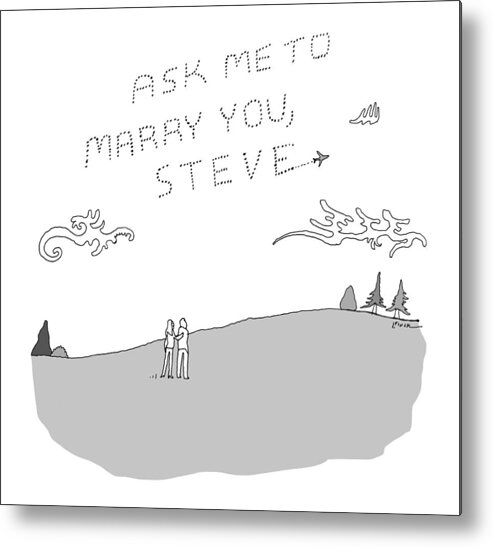 Captionless Metal Print featuring the drawing Ask Me To Marry You by Liana Finck