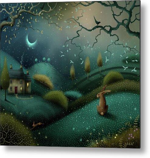 Landscape Metal Print featuring the painting Beneath The Blue Moon by Joe Gilronan