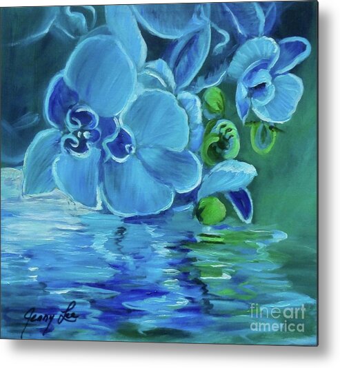 Orchid Metal Print featuring the painting Blue Orchids by Jenny Lee