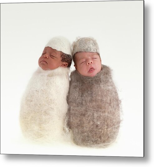 Cocoon Metal Print featuring the photograph Brodie and Miles as Cocoons by Anne Geddes