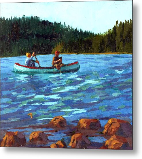 Canoe Metal Print featuring the painting Canoers by Alice Leggett
