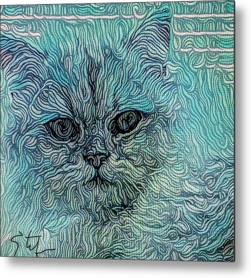 Cat Metal Print featuring the digital art Catmerized by Stefan Duncan