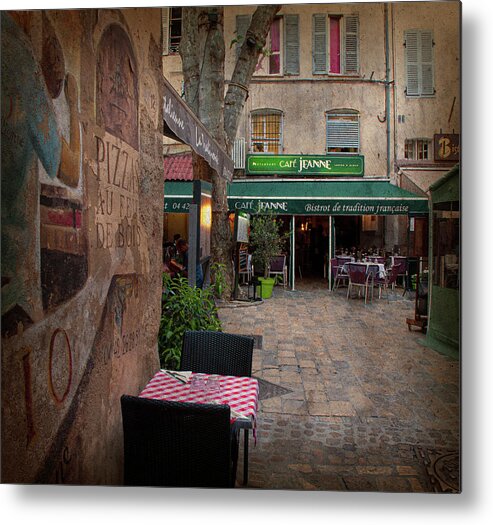 French Cafe Metal Print featuring the photograph Charming French Cafe - Aix-en-Provence, France by Denise Strahm