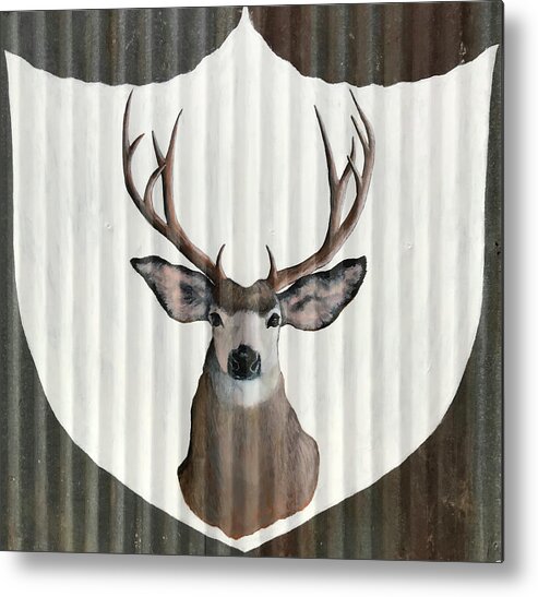 Deer Metal Print featuring the painting Deer on Metal by Mr Dill