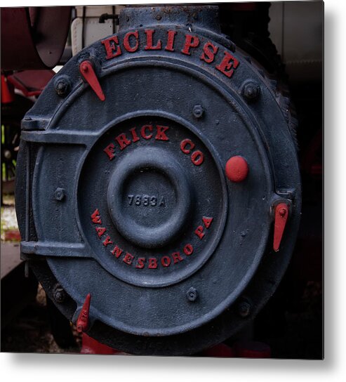 Frick Co Eclipse Seam Engine Tractor Engine Badge Metal Print featuring the photograph Frick Co Eclipse seam engine tractor engine badge by Flees Photos