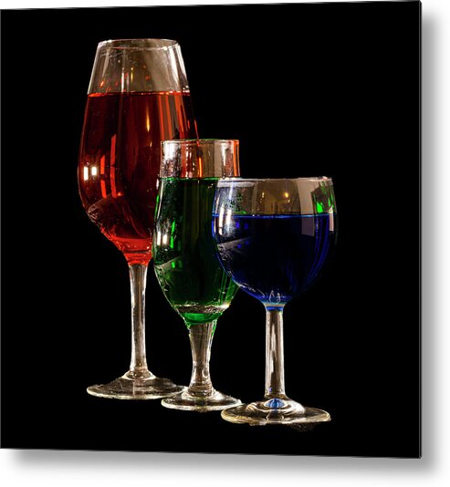 2020-03-14 Metal Print featuring the photograph Glasses and Christmas Colors by Phil And Karen Rispin